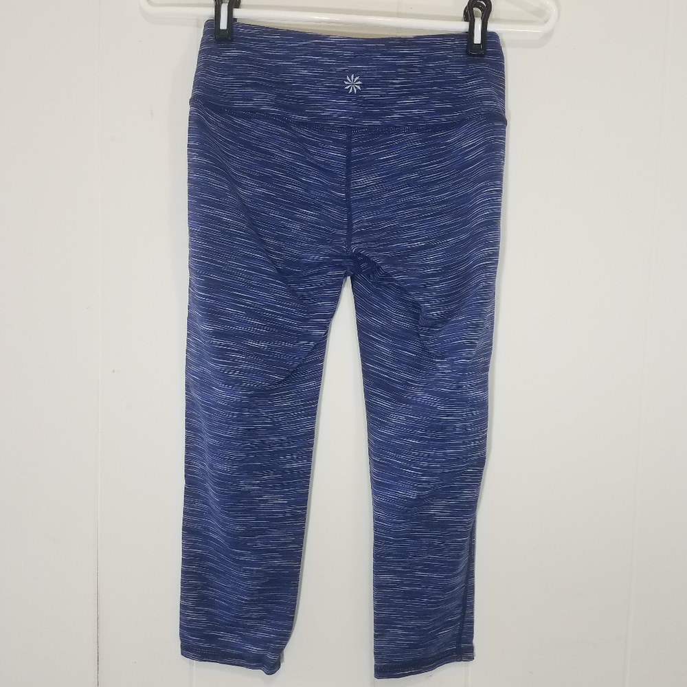 Athleta Energy Chaturanga Capri Leggings Space Dye Black Blue Women’s XS - Picture 2 of 8